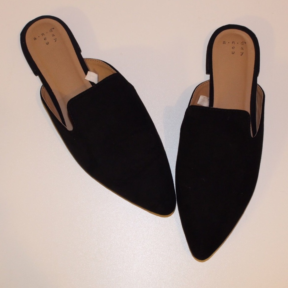 A new day black slip on flats worn once
